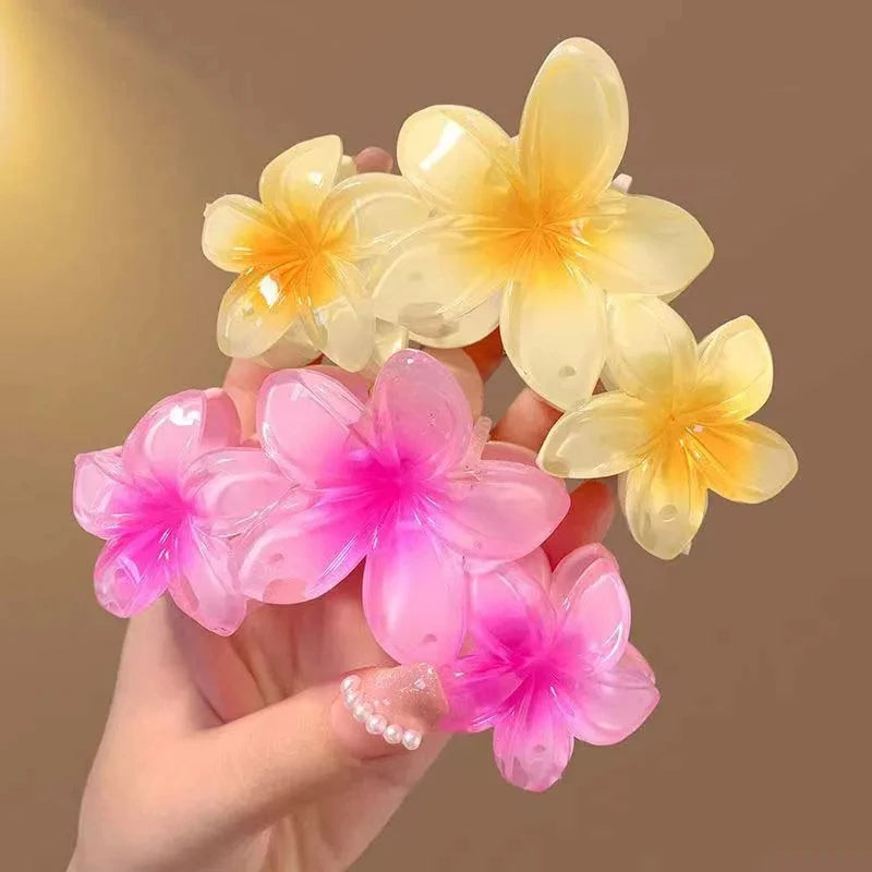 New Candy Color Flower Hair Claw Clips for Women Sweet Large Gradient Shark Clip Hair Claw Crab Clamp Barrettes Hair Accessories