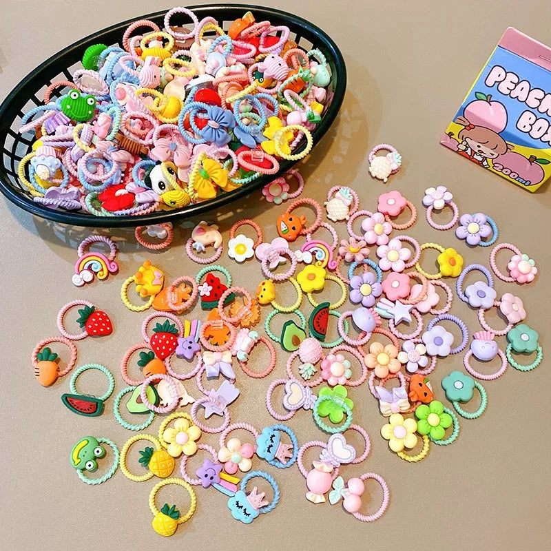 30pcs Children's Hair Circles Small Size Girl Cute Flower Non Harmful High Elastic Headband Baby Tied Little Jiujiu Rub