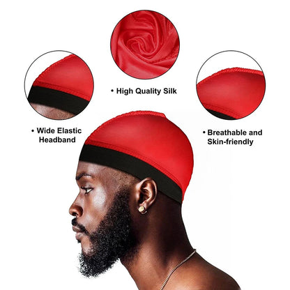 2PCS/LOT Silky Dome Wave Cap Elastic Bandanas Unisex Wig Cap Night Sleep Headcover Cancer Hair Loss Chemo Cap Hair Accessories