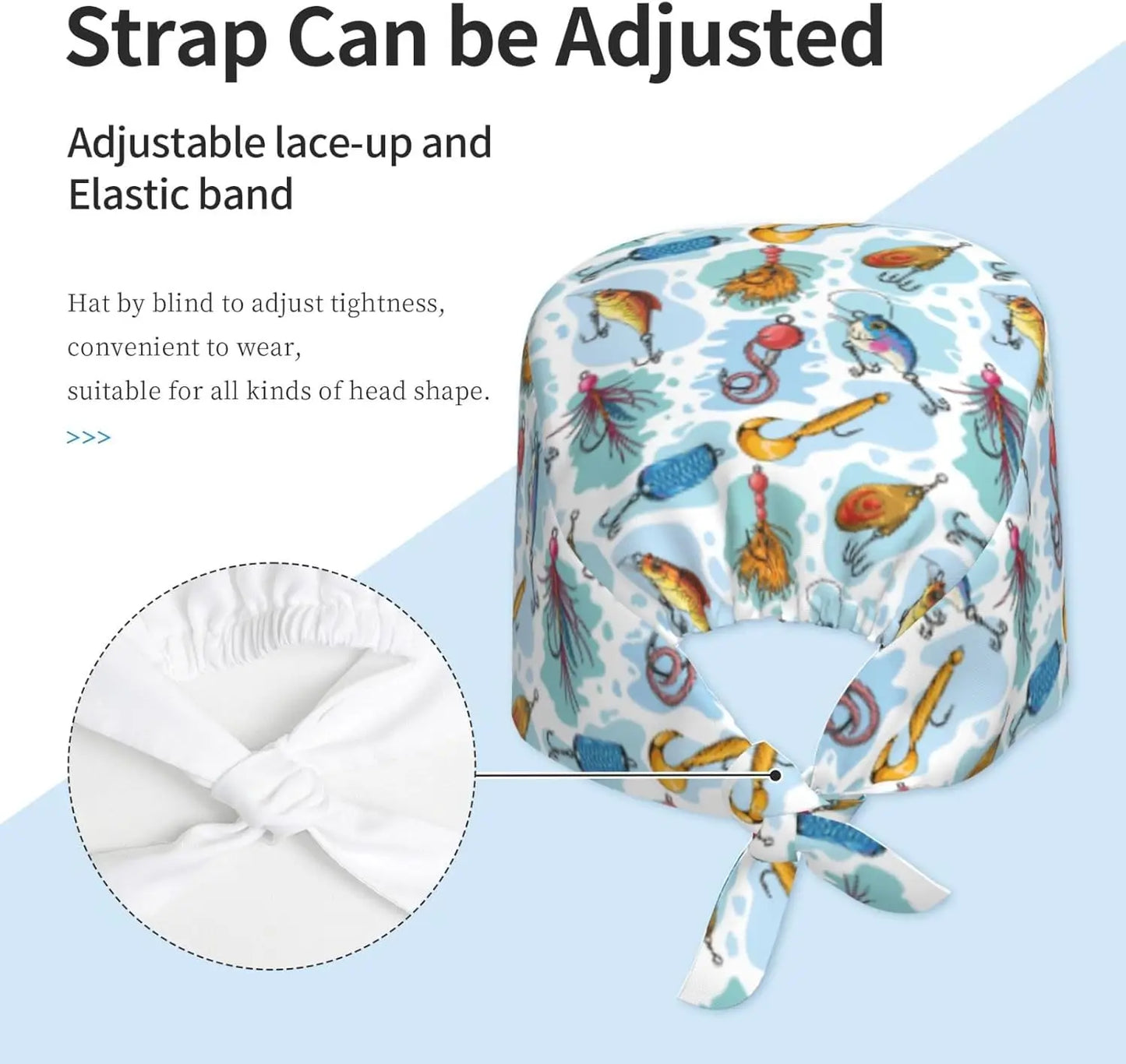 Japanese Wave Working Cap Scrub Cap with Sweatband Adjustable Unisex Women Tie Back Hat Nurse  Caps