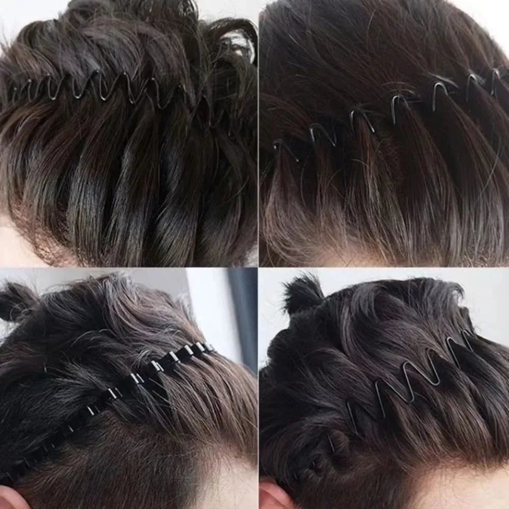 5/6pcs Metal Headband for Men / Women Fashion Hair Bands Outdoors Sports Non Slip Smooth Elastic Teeth Comb Hair Accessories