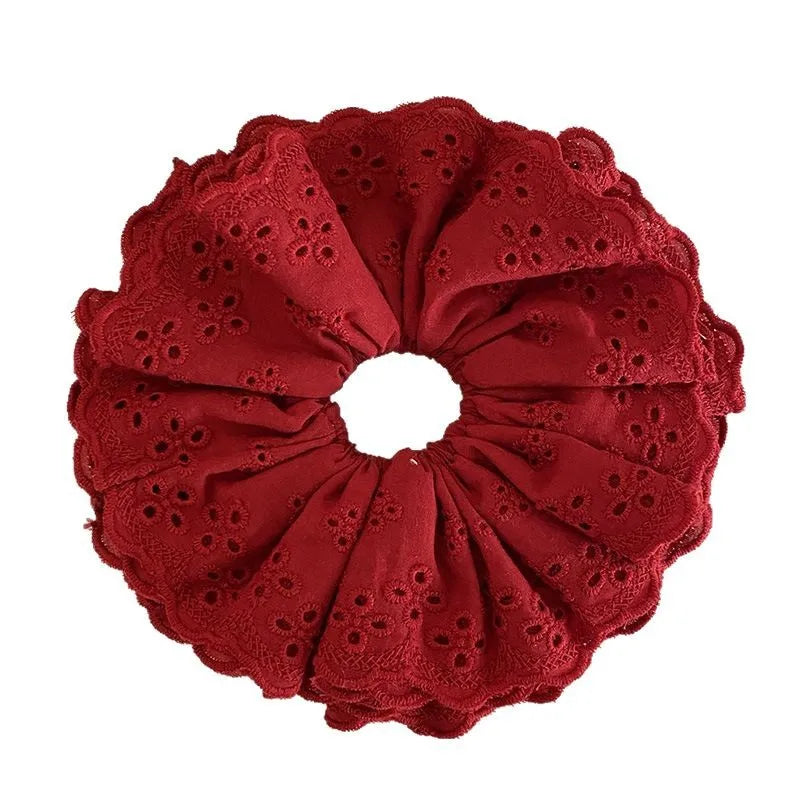 Oversized Lace Scrunchies for Women Elastic Hair Bands Ponytail Holders Tie Solid Hair Hoop Rubber Bands Women Hair Accessories