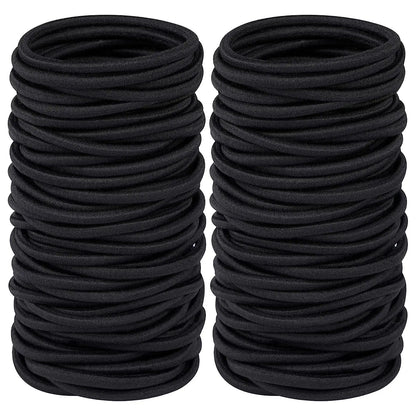 10/50pcs 4mm Mix Color Black No Damage Elastics Hair Ties Bands Leagues Pony Tails Holders for Men Women Girls and Boys Bulk