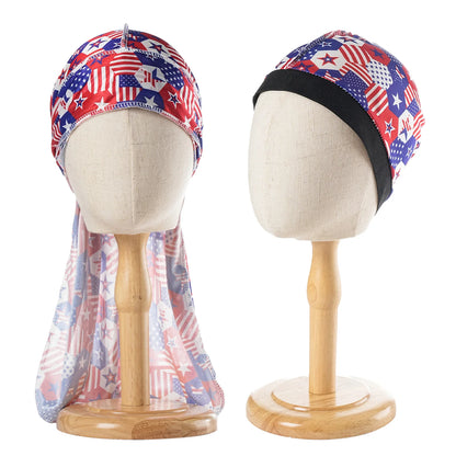 Unisex 2PCS/Set Printed Wave Caps With Durag for Men Women Head Wrap Beanie Turban Cap Headwrap Bonnet Hair Accessories Bandanas