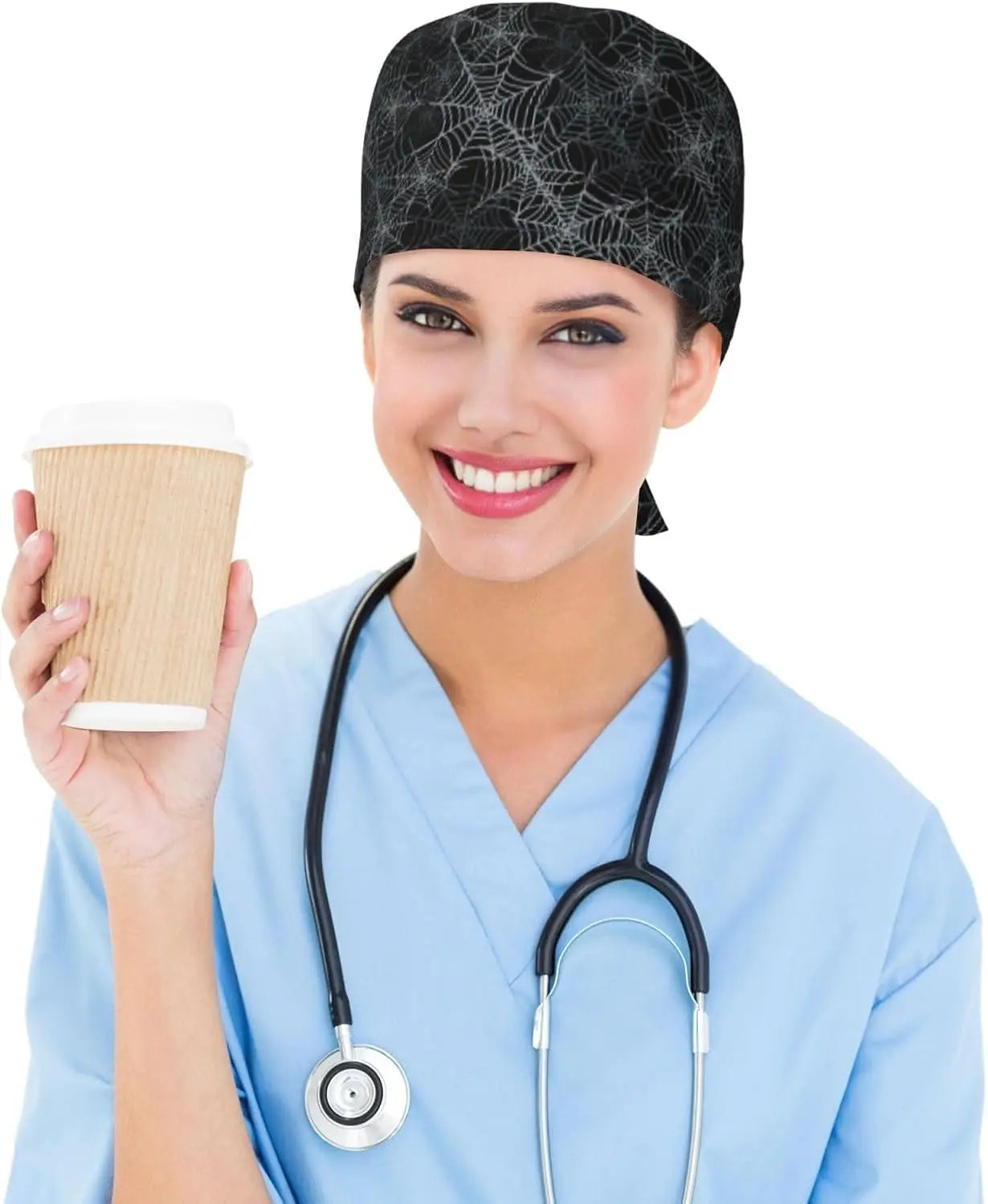 Japanese Wave Working Cap Scrub Cap with Sweatband Adjustable Unisex Women Tie Back Hat Nurse  Caps