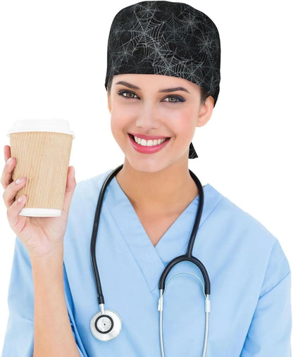 Japanese Wave Working Cap Scrub Cap with Sweatband Adjustable Unisex Women Tie Back Hat Nurse  Caps