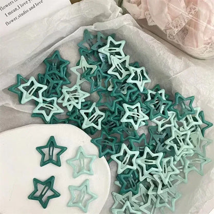 10/50pcs Colorful Kawaii Star Barrettes Y2K Sweet Girls BB Solid Star Hairclips Metal Snap Clip Headdress Hair Jewelry Gifts
