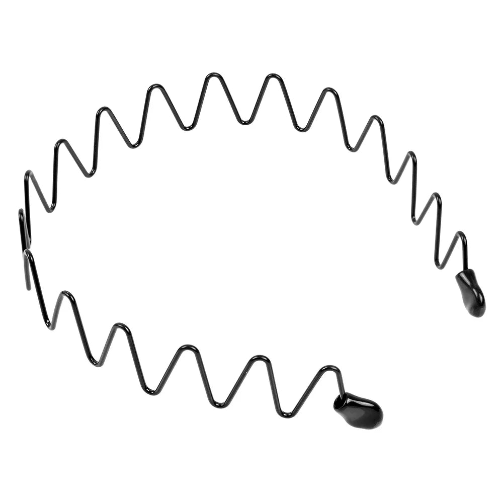 Unisex Black Elastic Non Slip Simple Metal Headbands For Men Women Wavy Hairband Spring Hair Hoop Fashion Hair Accessories