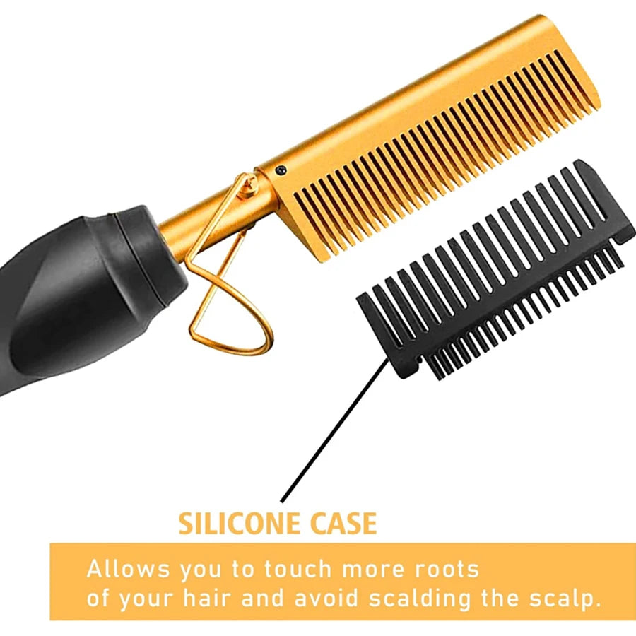 GOIPLE Electrical Heat Hair Straightener Hot Pressing Brush Styling Tool for Lace Front Wig Glue Hair Wax Stick Melting Spray