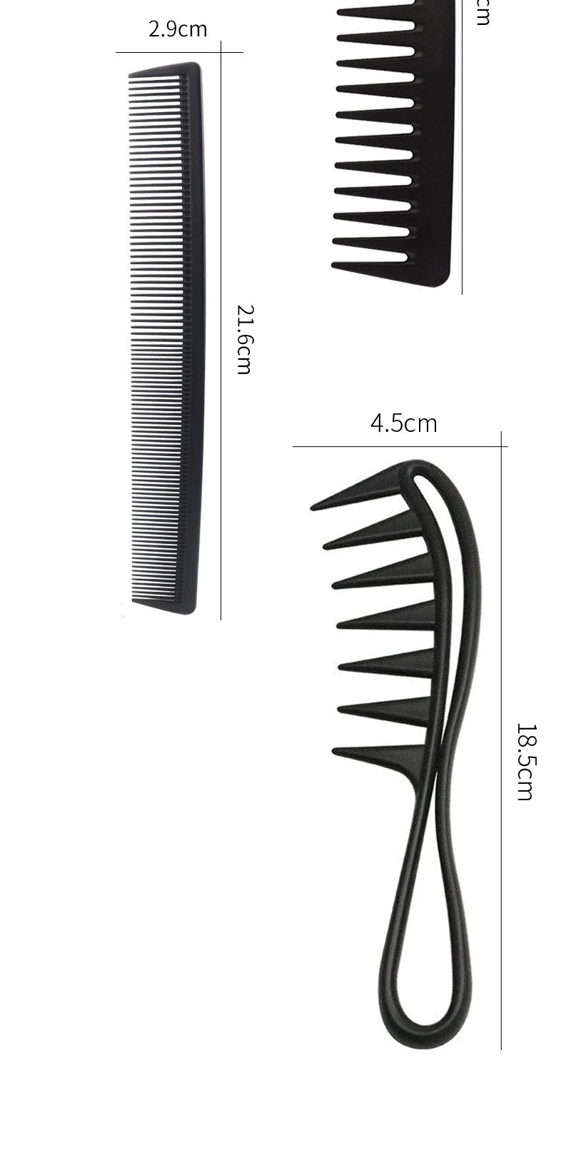Black Professional Hair Brush Hard Carbon Cutting Comb Heat Resistant Salon Hair Brushes Barber Pin Tail Antistatic Combs Men