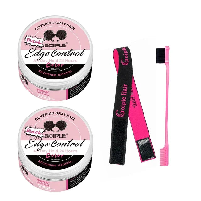 GOIPLE Edge Control Gel for Covering Gray Hair Filling In Thin Areas Black Styling Wax Strong Hold Broken Hair Finishing Pomade