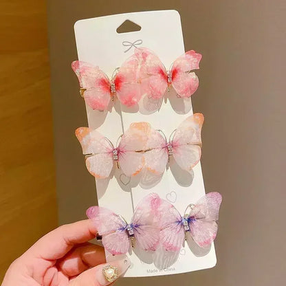 2/6Pcs Colorful Butterfly Hairpins Girl Hair Clips Barrettes Women Sweet Hair Ornament Rainbow Headwear Fashion Hair Accessories