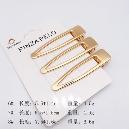 3pcs/set Korean Simple Metal Hairpins for Women Hollow Out Bangs Side Clip Gold Color Hairgrip Broken Hair Styling Accessories