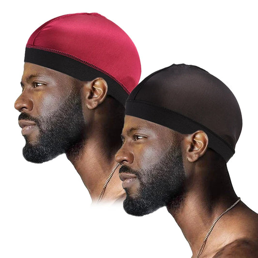 2PCS/LOT Silky Dome Wave Cap Elastic Bandanas Unisex Wig Cap Night Sleep Headcover Cancer Hair Loss Chemo Cap Hair Accessories