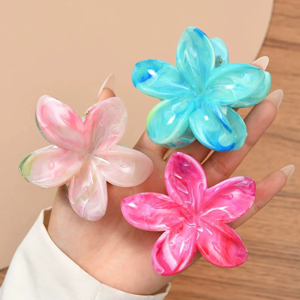 18Pcs Egg Flower Hair Clips Gradient Candy Color Flowers Suitable for Daily Use Backcombed Ponytail Shark Clip Hair Accessories