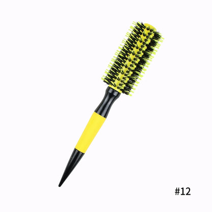 In Stock Yellow Aluminum Tube Bristle Nylon Needle Hair Curling Comb Cross-Border Foreign Trade New Pointed Tail Roller Comb Bra