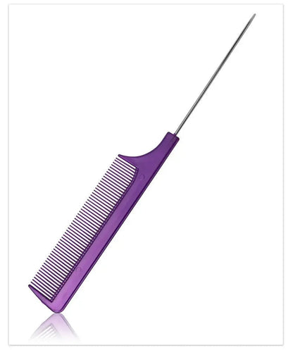 Solid Color Steel Needle Pointed Tail Comb Styling Comb Heat Resistant Anti-Static Tail Curved Parting Comb Barber Accessories