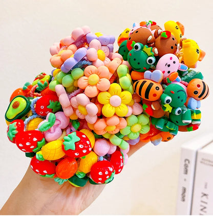 30pcs Children's Hair Circles Small Size Girl Cute Flower Non Harmful High Elastic Headband Baby Tied Little Jiujiu Rub