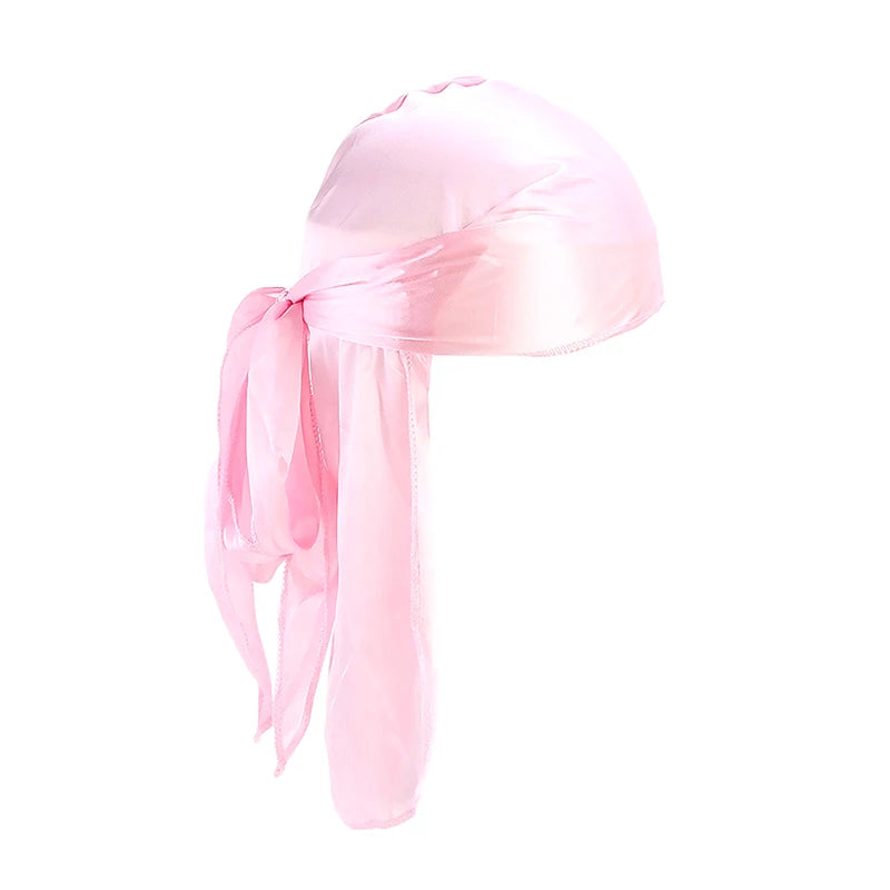 ZZ Silky Durag For Kids Boys Adult Long Tailed Pirate Hat Hip-Hop Bandanas Doo Rag Turban Waves Cap Headwear Pre-Tied Headwrap