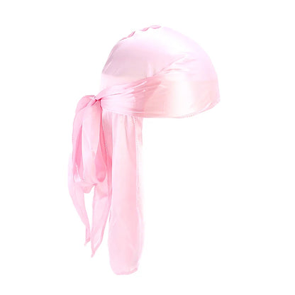 ZZ Silky Durag For Kids Boys Adult Long Tailed Pirate Hat Hip-Hop Bandanas Doo Rag Turban Waves Cap Headwear Pre-Tied Headwrap