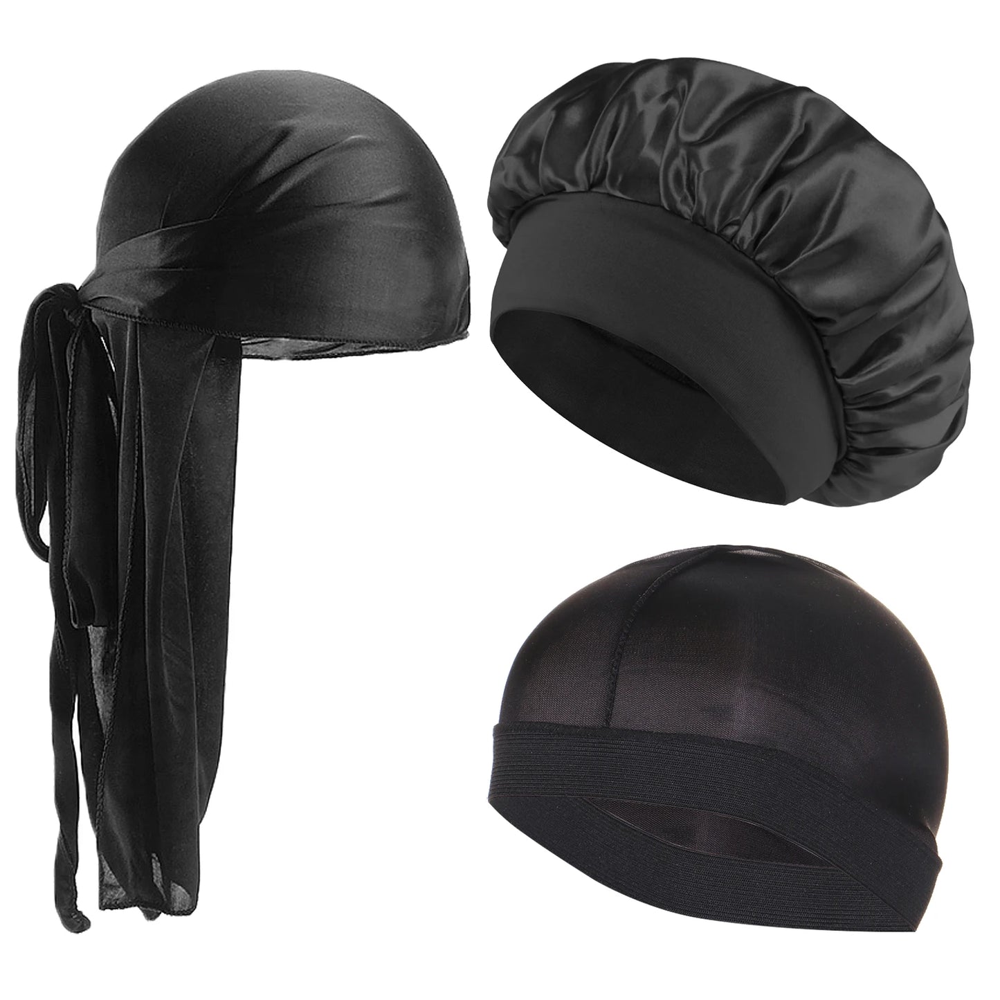 3pcs New Kids Girls Boys Satin Night Sleep Cap Children's Waves Cap Headwear Hair Accessories Turban Headwear Bonnet Wholesale