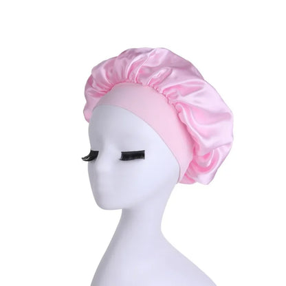 New Women's Satin Solid Wide-brimmed Sleeping Hat Unisex Head Wrap Elastic Band Cap Hair Care Bonnet Night Hat bonnet de nuit
