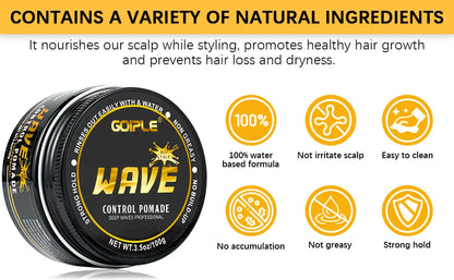 Wave Pomade 360 Wash Shampoo Kit for Men Black Strong Hold Deep Sport Waves Training Hair Cream Wavy Layered Control Silky Shine