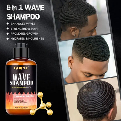 Wave Pomade 360 Wash Shampoo Kit for Men Black Strong Hold Deep Sport Waves Training Hair Cream Wavy Layered Control Silky Shine