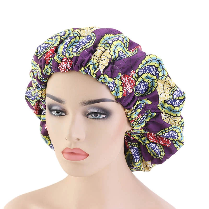 Extra Large Satin Lined Bonnet Women Big Size Beauty Print Satin Silk Bonnet Sleep Night Cap Head Cover Bonnet Hat Wholesale