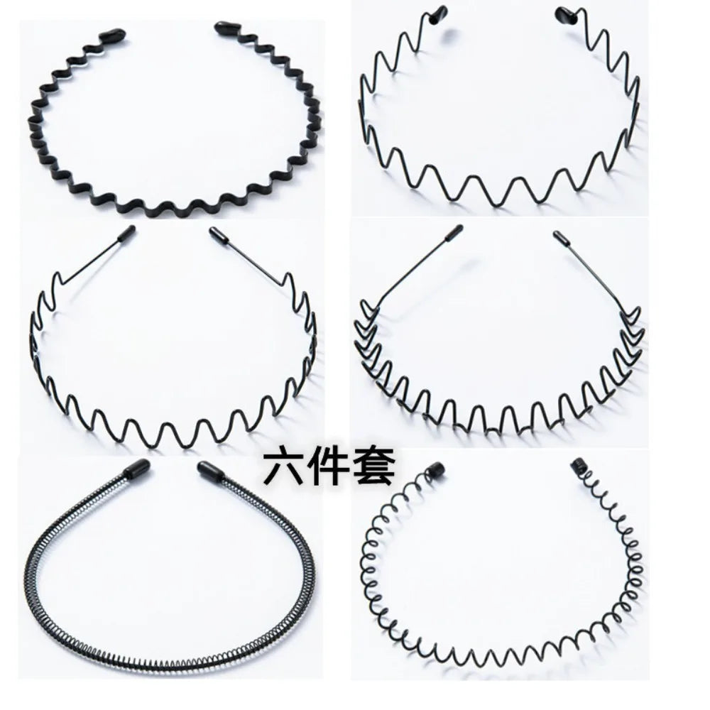5/6pcs Metal Headband for Men / Women Fashion Hair Bands Outdoors Sports Non Slip Smooth Elastic Teeth Comb Hair Accessories