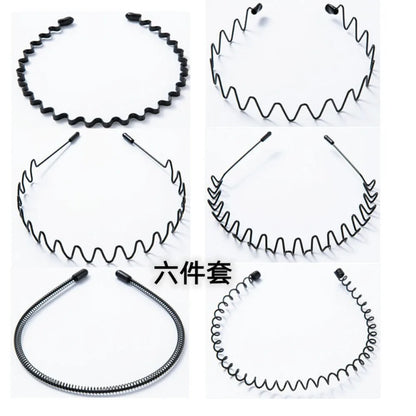 5/6pcs Metal Headband for Men / Women Fashion Hair Bands Outdoors Sports Non Slip Smooth Elastic Teeth Comb Hair Accessories