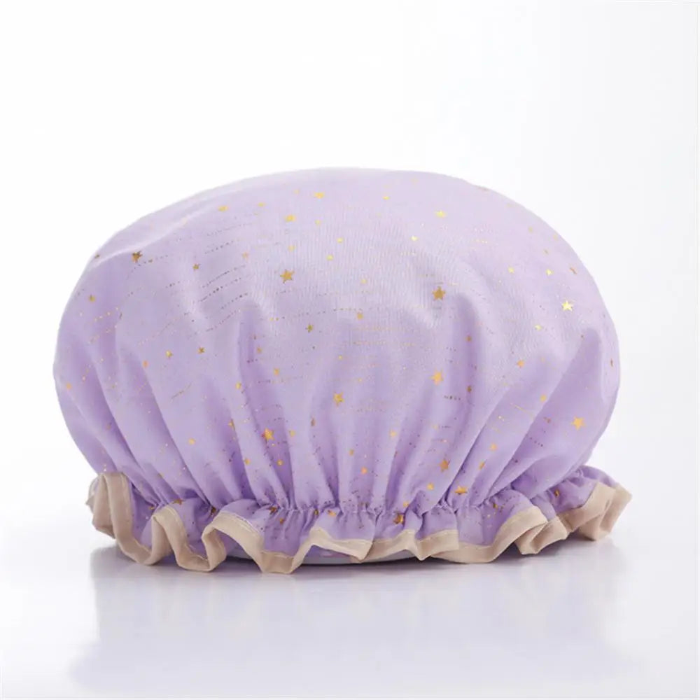 1pc Waterproof Shower Cap Satin Beanie Hair Bonnet Bath Accessories Shampoo Women Shower Caps Bathroom Dust-proof Set