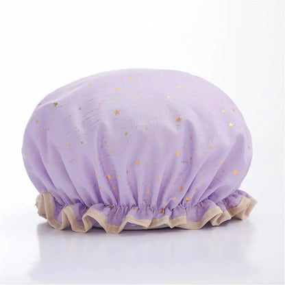 1pc Waterproof Shower Cap Satin Beanie Hair Bonnet Bath Accessories Shampoo Women Shower Caps Bathroom Dust-proof Set