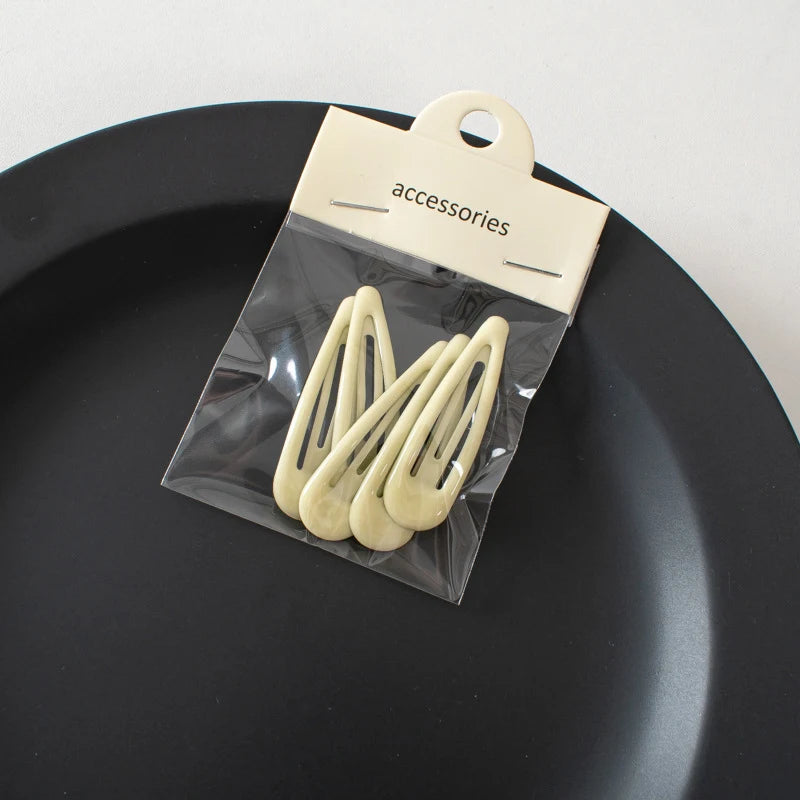 5Pcs/Set Waterdrop Shape Hair Clip Solid Color Bangs Clip Milk Coffee BB Hairpins Handmade Kids Girls Side Clip Hair Accessories