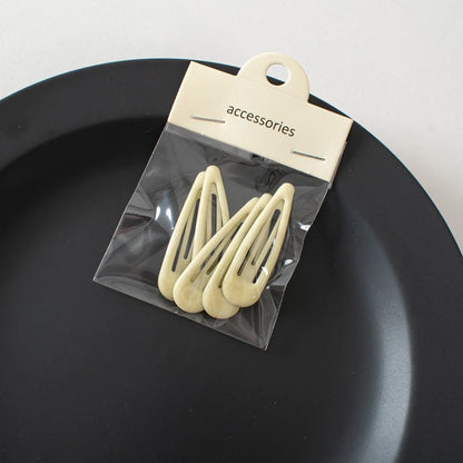 5Pcs/Set Waterdrop Shape Hair Clip Solid Color Bangs Clip Milk Coffee BB Hairpins Handmade Kids Girls Side Clip Hair Accessories