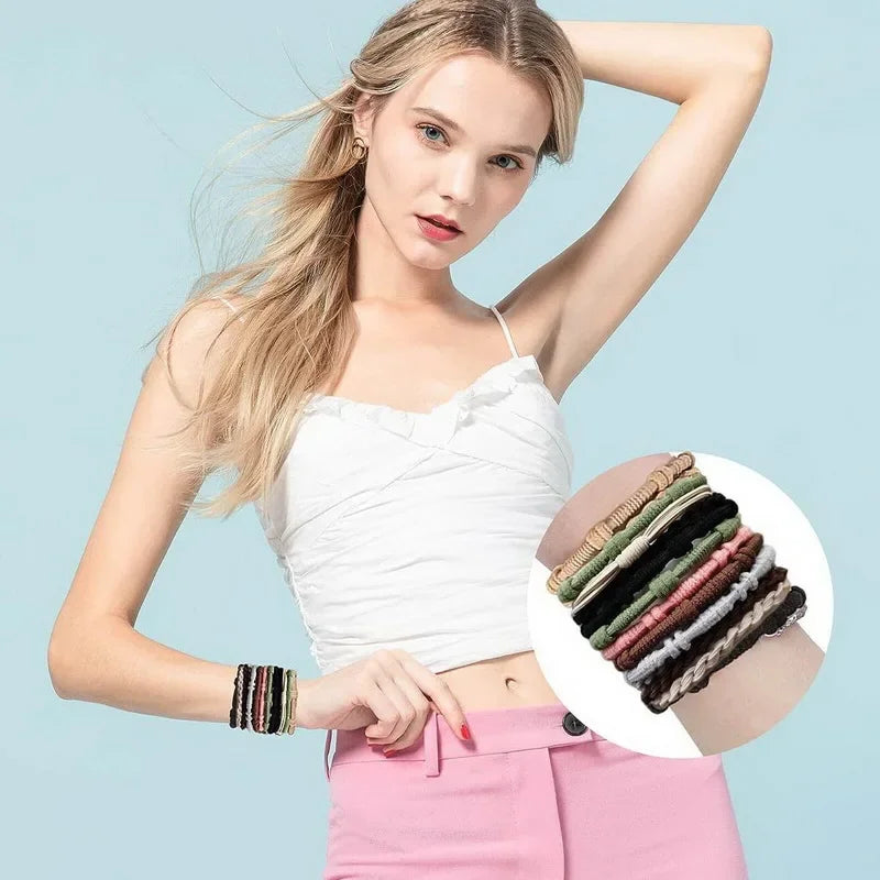 20 pcs Boho bracelet hair ties for women elastic hair rubber bands girls black Bracelet  hair rope Ponytail Holder hairbands