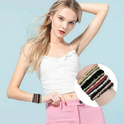 20 pcs Boho bracelet hair ties for women elastic hair rubber bands girls black Bracelet  hair rope Ponytail Holder hairbands