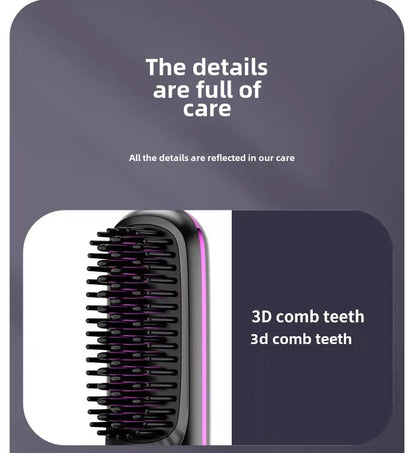 LCD Straight Hair Comb Portable Travel Hair Straightener Anti-Scald Heated Styling Brush USB Charging Cordless Hair Straightener