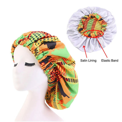 Extra Large Satin Lined Bonnet Women Big Size Beauty Print Satin Silk Bonnet Sleep Night Cap Head Cover Bonnet Hat Wholesale