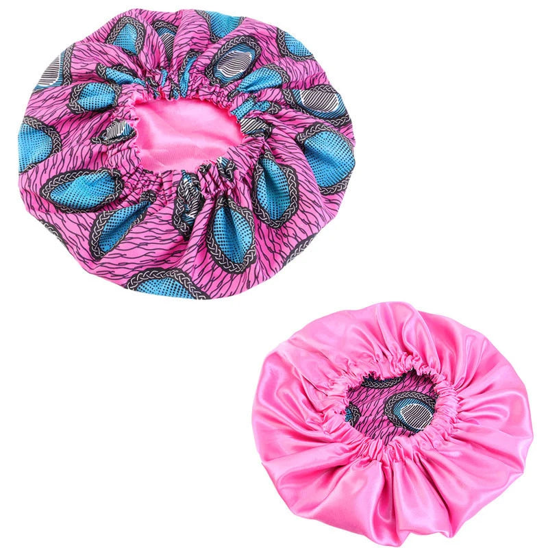 Extra Large Satin Lined Bonnet Women Big Size Beauty Print Satin Silk Bonnet Sleep Night Cap Head Cover Bonnet Hat Wholesale