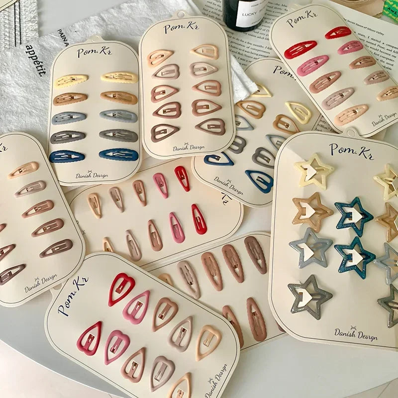 10Pcs/Set Colorful Hair Clips for Baby Girls Glitter Metal Hairpin BB Clip Hairpin Headwear Infant Kids Hairclip Accessories