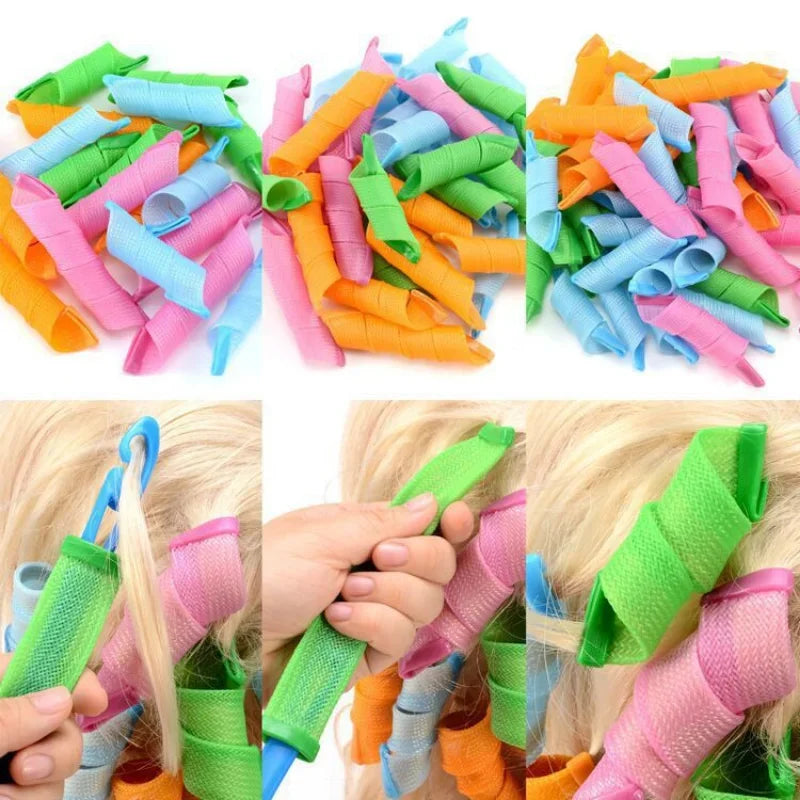 18pcs/set Spiral Hair Curlers Heatless Non-Damaging Wave Formers DIY Hair Rollers Hairs Curler Styling Tool Set Hair Accessories