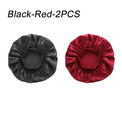 New Women's Satin Solid Wide-brimmed Sleeping Hat Unisex Head Wrap Elastic Band Cap Hair Care Bonnet Night Hat bonnet de nuit