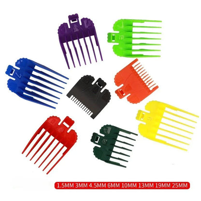 8Pcs/Set Professional Hair Cutting Guide Comb Clipper Limit Comb Trimmer Cutting Styling Tools Attachment Compatible 1.5mm-25mm