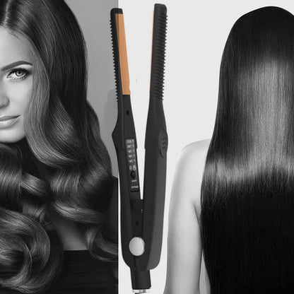 Professional Ceramic Flat Iron 2 in 1 Hair Straightener Short Hair Fluffy Pencil Hair Curler