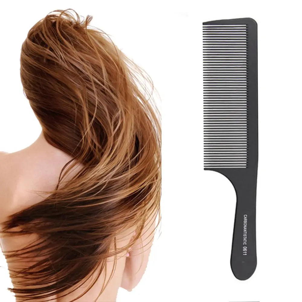 1PC Black Flattop Hair Cutting Comb Heat Resistant Hair Cutting Tool Hairdressing Hair Stylist Salon Carbon Antistatic Combs
