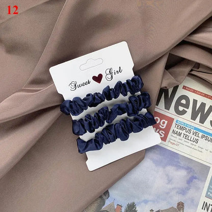 3Pcs/set Silk Satin Scrunchies Women Solid Color Hair Rope Elegant Ponytail Holder Rubber Band Elastic Hairband Hair Accessories