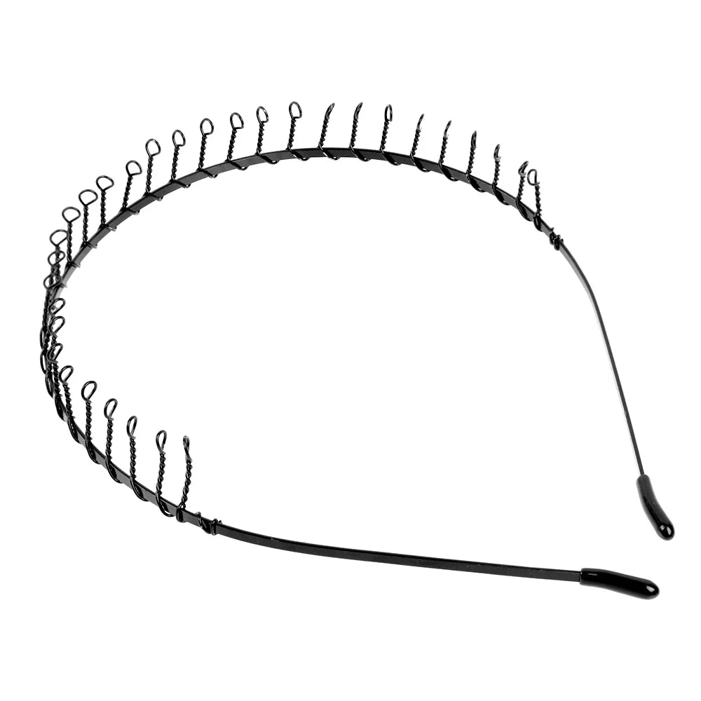Unisex Black Elastic Non Slip Simple Metal Headbands For Men Women Wavy Hairband Spring Hair Hoop Fashion Hair Accessories