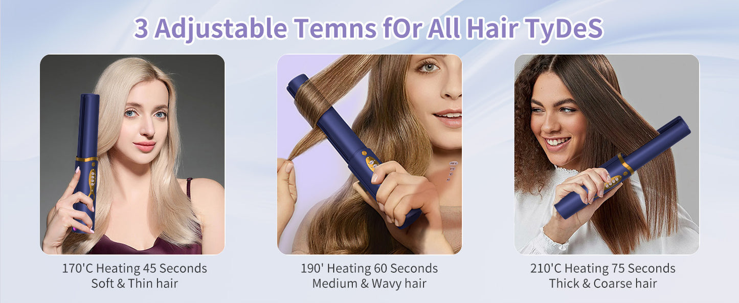 Cordless Hair Straightener Safety Lid Fast Heating Flat Iron Portable Straightener 2 in 1 for Hair Straightening and Curling