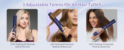 Cordless Hair Straightener Safety Lid Fast Heating Flat Iron Portable Straightener 2 in 1 for Hair Straightening and Curling